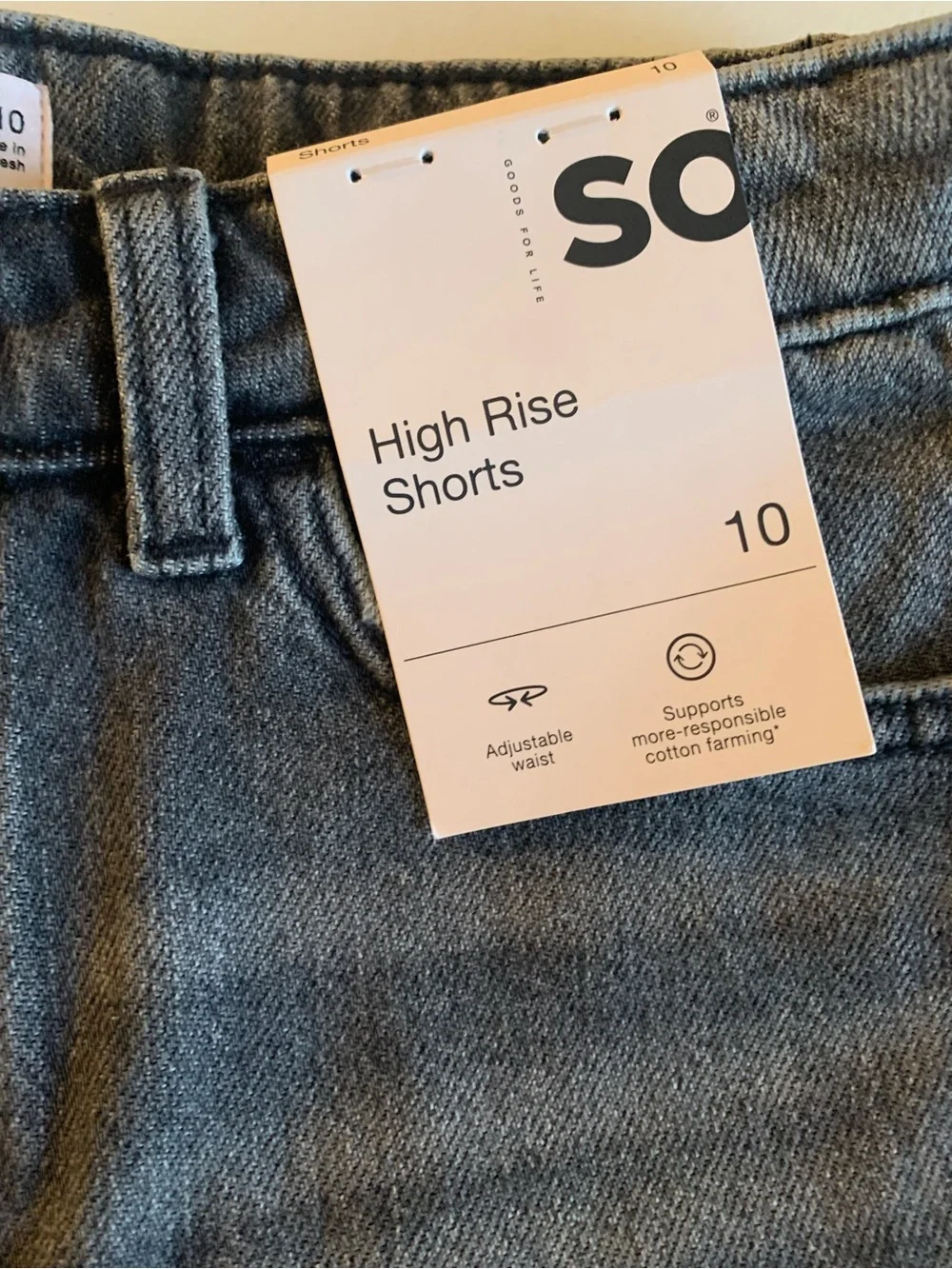 SO Women's High-Rise Gray Denim Shorts with Stud Detail